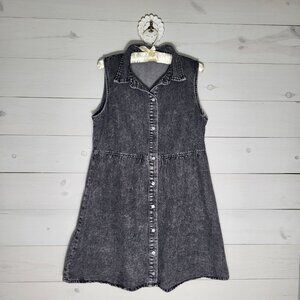 Women's Stonewashed Denim Dress Button Up Western.